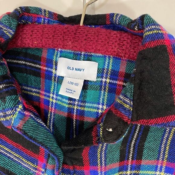 Kids Flannel Shirt Black with Green, Red, etc. size large - Picture 4 of 5